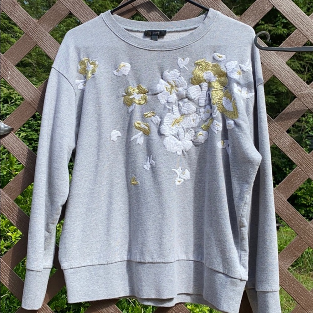 EUC J.Crew Embellished Crew-Neck Sweatshirt Sz L